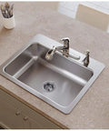 Dayton Single Bowl Stainless Steel Kitchen Sink Dual Mount For Drop In Or Undermount Install 27 By 22 Inch 8 Inch Depth