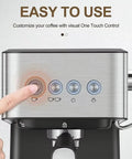 Skip The Long Line With This Fire 20 Bar Espresso Machine Featuring Programmable Settings integrated with easy one-touch control.