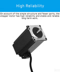 BESJMYT 57 NEMA 23 bipolar stepper motor with silver flange, protruding shaft and black housing, 2.25x2.25x3.94in.