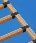Heavy Duty 4 Pack Rafter Brackets Kit 4x4 Inches Actual 3.6x3.6 Built To Last Steel Pergola Connectors installed on wood structure