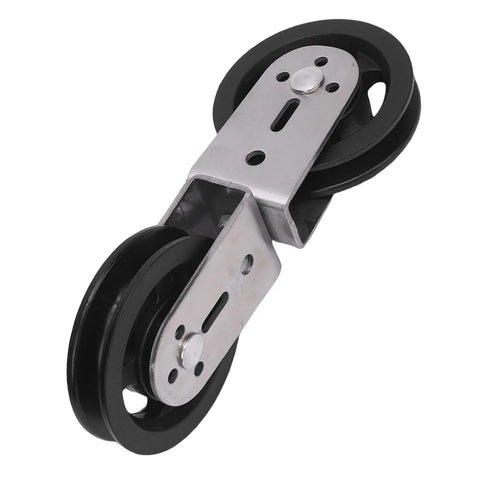 Rotatable Dual Pulleys For Cable Machines, Smooth Quiet Home Gym Pulley System, heavy load, nylon and stainless steel close-up