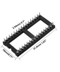 DIY DIP IC Socket Adaptor Solder Type 2.54mm Pitch Dual Row 32 Pin Socket Kit 15.2mm Row Spacing 20 Pack For Pro Electronics Projects And Hobbyists And Makers Everywhere - showing dimensions