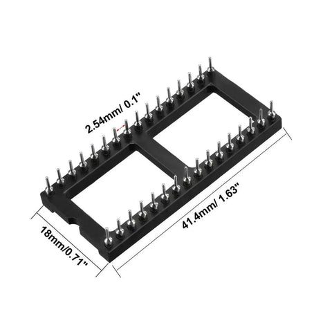 DIY DIP IC Socket Adaptor Solder Type 2.54mm Pitch Dual Row 32 Pin Socket Kit 15.2mm Row Spacing 20 Pack For Pro Electronics Projects And Hobbyists And Makers Everywhere - showing dimensions