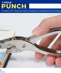Two Pack Handy Single Hole Puncher For Paper One Quarter Inch Hole Size Durable Metal Construction Handheld Punch Tool