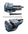 Built Like A Tank Cast Iron Angle Bench Vise With Quick Swap Turning Holder Featuring Hardened Steel Dead Nuts For Precision Cnc Machining and Smooth Shop Clamping, showing reinforced structure and precision clamping.