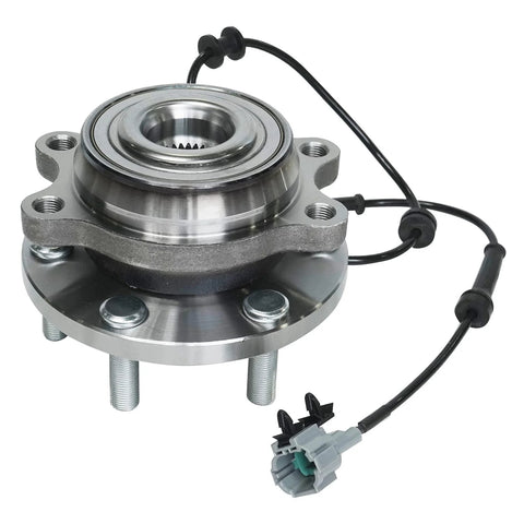 Two Front Wheel Bearing Hubs Assembly Kit Direct Replacement For 2005 Through 2019 Nissan Frontier Pathfinder Xterra And Suzuki Equator 4WD Only Includes Two Front Hubs With Six Bolt ABS Sensor Compatible For Front Axle Replacement