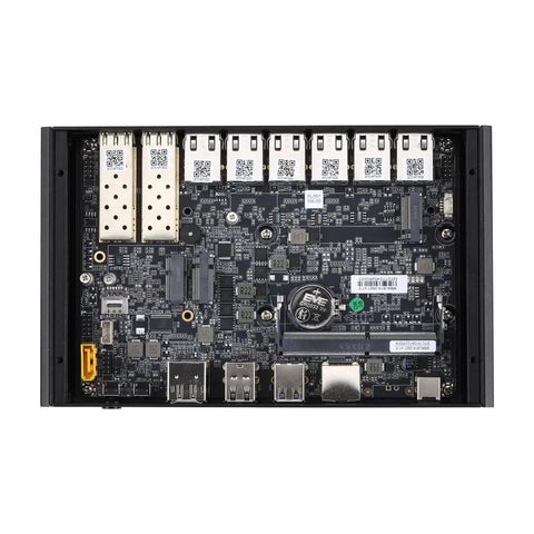 Intel Core i3-10110U Mini PC With Dual 10G SFP Plus And Six 2.5GBE LAN Ports internal motherboard layout with ports and components.