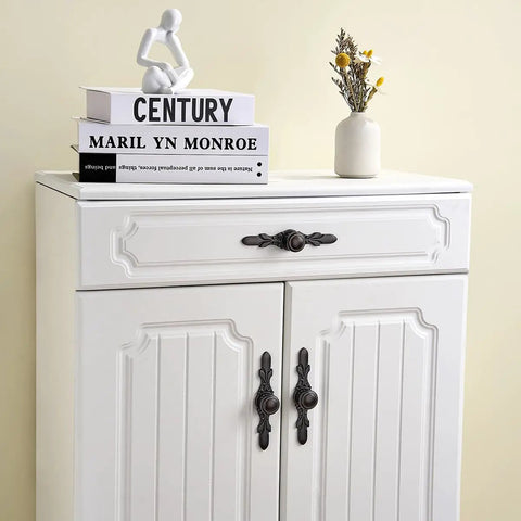 Round Cabinet Knob With Back Plate Set 20 Pack Oil Rubbed Bronze 1.2 Inch Knobs And 5.8 Inch Back Plates on white cabinet