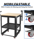 Shop Ready Heavy Duty Rolling Planer Stand With Height Adjustable Platform And Smooth Extension Rollers For 550 Lb Shop Floor Capacity Plus Massive Double Layer Tool Cart Built For Saws And Gear - mobile rolling cart with wooden top and locking casters.