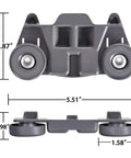 No Sweat Lower Dishwasher Rack Wheels Compatible With KitchenAid W10195416 W10195416V Pack of 4 gray heavy duty rollers measuring 5.51 by 2.87 inches.