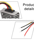 Product details of Heavy DC To DC Step Up Converter Boosts 12V Or 24V Straight To 48V Output At 5A IP68 Waterproof with wiring.