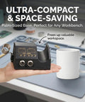Powerful 2 In 1 Rework Station With 580 Watt Hot Air Gun And 60 Watt Soldering Iron, compact design shown with coffee mug for scale
