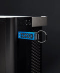 Rock Solid 16Gb Encrypted Usb Drive With Alphanumeric Keypad Lock inserted in a computer, featuring a sleek blue design.