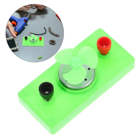 Bright green base of Solar Powered Science Experiment Kit For Kids With Mini Generator Motors Hand Cranked Wind Turbine.
