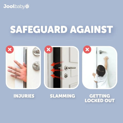 Safeguard against injuries and slamming with Snaps Right On Eva Foam Door Pinch Guards And Slam Blockers Six Pack.