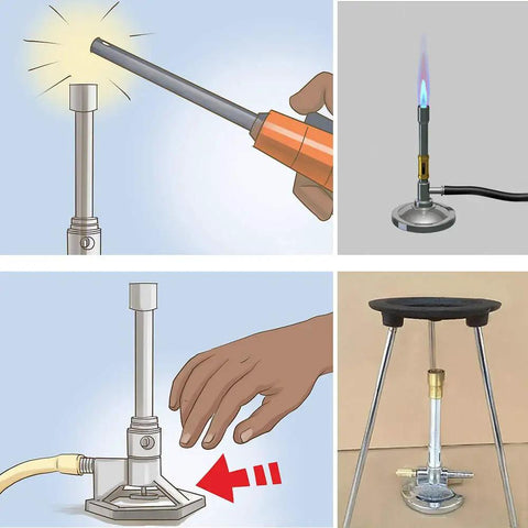 Bunsen Burner For Lab Natural Gas With Flame Stabilizer And Air Mixer, Gas Regulator Included, Propane Compatible setup instructions