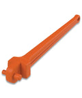 Petol Flange Wrench With Dual Pins One Half Inch Pin Fits One Inch To Three Inch Threaded Flanges And Five Eighths Inch Pin Fits Four Inch To Twelve Inch Flanges Easy Bolt Hole Insertion Heavy Duty Hand Tool For Plumbing Piping And Maintenance, orange tool angled view.