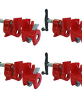 Heavy Duty Cast Iron Pipe Clamps 4 Pack For Real Woodworking Tough As Nails Jig And Wood Glue Press Half Inch Threaded Steel Fixture in red.