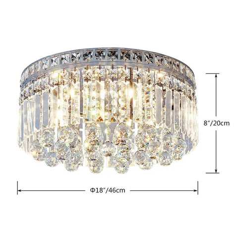 8 Light Crystal Chandelier With K9 Crystals Modern Flush Mount Ceiling Light Fixture For Bedroom Dining Living Room LED Compatible G9 Bulbs Not Included