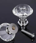 Clear Crystal Glass Cabinet Knobs 6 Pack Diamond Shape 30mm Drawer Pulls For Cabinets Dressers Wardrobes Kitchens With Chrome Base And Easy Install Eight Tenths Inch Screw Thread