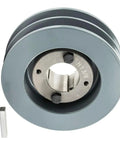Four And Three Quarter Inch Dual Groove Pulley For Masterdrive Mechanical Power Transmission Rugged Heavy Duty Cast Iron V Belt Pulley Replacement With One And Three Eighths Inch Sheave Bushing 2 Belt B Section 5L Gray