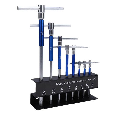 Grab This Awesome Zunate T Handle Hex Wrench Set featuring 8 Piece Metric Sizes Plus Ball End Key Tool Kit for Tough Auto And Bike Jobs With Cool Sliding Adjustable Shaft And Slick Compact Case, 8-piece metric T-handle hex set, chrome vanadium steel