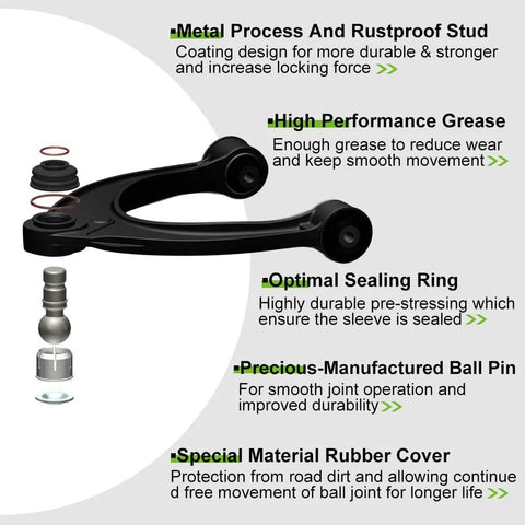 Front Suspension Kit With Wheel Hubs And Bearings Plus Upper And Lower Ball Joints For Chevy Colorado 2004 To 2008 And GMC Canyon 2006 To 2008 2WD RWD Replacement Upgrade For Safer Street And Light Off Road Use, featuring ball joint components and rubber cover