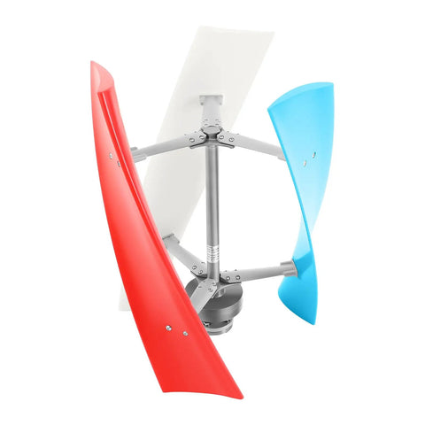 400W 3-Blade Wind Turbine Generator With Controller, Rare Earth Permanent Magnet, vertical design with colorful blades