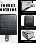 12V Adjustable LED Flasher Relay for Cars and Motorcycles, 2 Pin Hyper Flash Fix, black, strong conductivity, plug and play