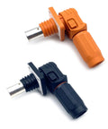 Heavy Duty 120A Battery Energy Storage Connector 25mm Wire Crimp Terminal With Right Angle Plug Socket IP67 Waterproof Rated At 1000V orange and black plugs