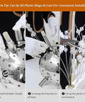 Installation steps for Eight Light Crystal Dandelion Chandelier Pendant Lights in Chrome Finish with Firework Design, showing bulb and branch setup.