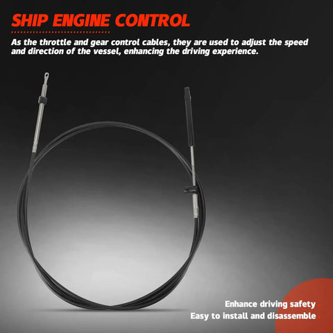 Dual Boat Throttle And Shift Cables For Mercury MerCruiser Force Outboard Engines 12Ft 600A Replace CC17912 Compatible With Quicksilver SeaStar Osprey And US Marine Systems displayed coiled and uninstalled.