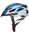 Side view of One-Piece Adjustable Adult Bike Helmet For Men And Women, Ultra Lightweight 200g, impact-resistant blue white design