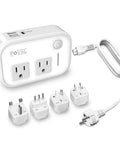 Global 220V To 110V Travel Converter With 18W USB Port For Hair Straightener And Curler Includes US Europe UK AU Italy China Plugs