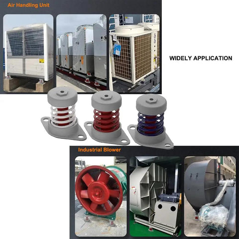 Heavy Duty Floor Mount Vibration Isolators Beat The Rattle With Rock Solid Spring Damping Mounts Finished In Rust Proof Steel For Tough Workshop Gear, showcasing spring mounts for air handling and industrial blowers.