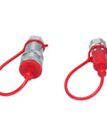 Kick Ass Hydraulic Quick Connect Coupler Set One Quarter Inch NPT ISO7241A Hardened Steel Built 4000 PSI High Pressure Rated With Dust Caps For Tight No Leaks Connections On Heavy Equipment Or Tractor Jobs Guaranteed Solid Performance. pair with red dust caps