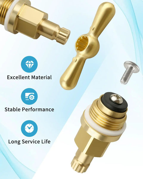 Brass Globe Valve Stem and Bonnet Kit with Handle for Arrowhead Hose Bibs, Boiler Drains and Sill Faucets, Go-To Replacement Assembly