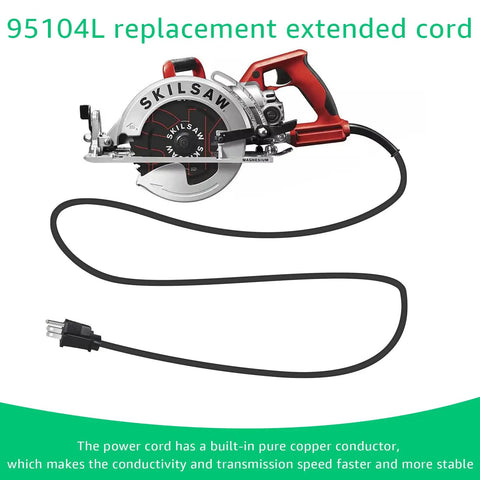 Heavy Duty Replacement Power Cord For Electric Circular Saws Featuring Pure Copper Conductors And Durable Synthetic Jacket, 95104L model.