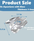 10 Pack Rimless Aquarium Clips For 3 To 5 Mm Glass Top Mount Lid Support Brackets showing size dimensions for glass lids