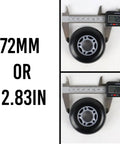 72mm inline skate wheels 82A black outdoor roller hockey 8 pack with ABEC 9 bearings and durable 5 spoke hub measured with caliper