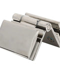 Rock Solid Double Sided Hinge For Frameless Glass Shower Door Stainless Steel Flat Polished Finish showing detailed construction.