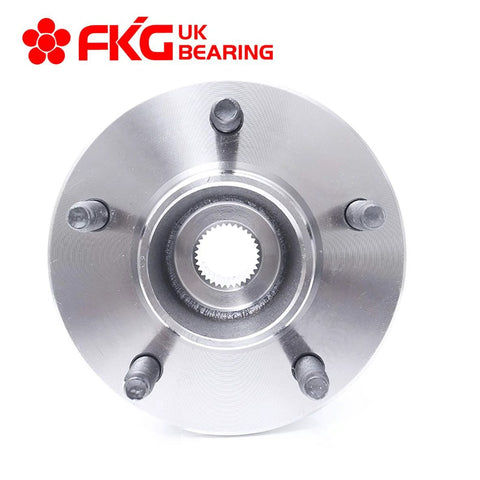 Front view of rear wheel bearing hub assembly with ABS for 2005 to 2006 Chevy Equinox, 2006 Pontiac Torrent, Saturn Vue 5 lug.