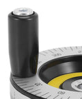 Close-up of Solid 80mm Hand Wheel With Scale Pro Grade Bakelite Machine Handle showing calibrated dial for precision machinery.