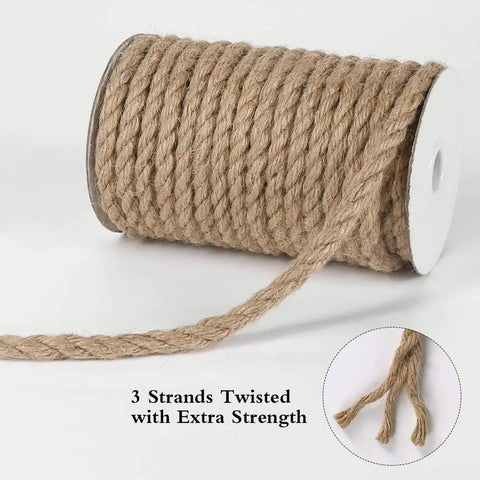 8mm Jute Rope Thick Twine 50 Feet Heavy Duty Natural Fiber For Crafts Gardening Cat Scratching Posts Home Decor DIY Projects