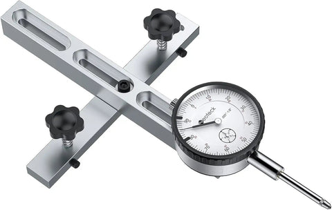 Pro Grade Dial Indicator Table Saw Gauge For Spot On Alignment And Calibration In The Workshop Fits Standard Miter Slot Three Eighths By Three Quarters Inch Width Detects Arbor And Blade Runout For Table Saws With Three Quarters Inch Or Larger Groove