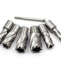 Oscarbide 7-piece annular cutter set with Weldon shanks; HSS bits for magnetic drill press, pilot pin included