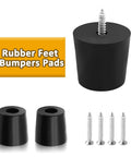 Heavy Duty Round Rubber Furniture Pads With Stainless Steel Mounting Screws Black Non Slip Table Leg Base 32X27X30Mm 12 Pack displayed with screws