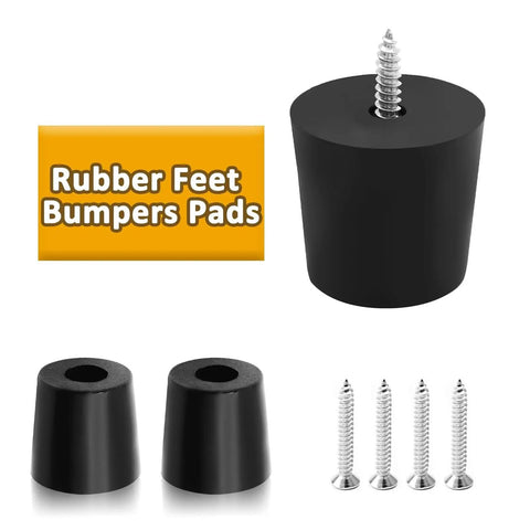 Heavy Duty Round Rubber Furniture Pads With Stainless Steel Mounting Screws Black Non Slip Table Leg Base 32X27X30Mm 12 Pack displayed with screws