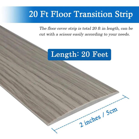Self Adhesive Floor Transition Strip For Laminate And Vinyl Flooring 2 Inch Wide 20 Feet Long Gray Wood Grain Finish