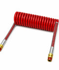 Heavy Duty Air Coil Hose 15 Feet Fits Universal Red Air Line Half OD Half Male Pipe Fittings Shop Pneumatic Tools Reduces Slack Knock Out Fix Jobs Boss Easy Solid Gear Install Real Deal Compressors Love It, red coiled hose with brass male fittings